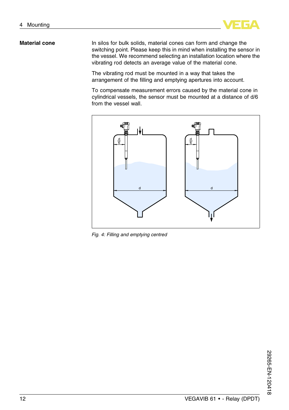 VEGA VEGAVIB 61 - Relay (DPDT) User Manual | Page 12 / 36
