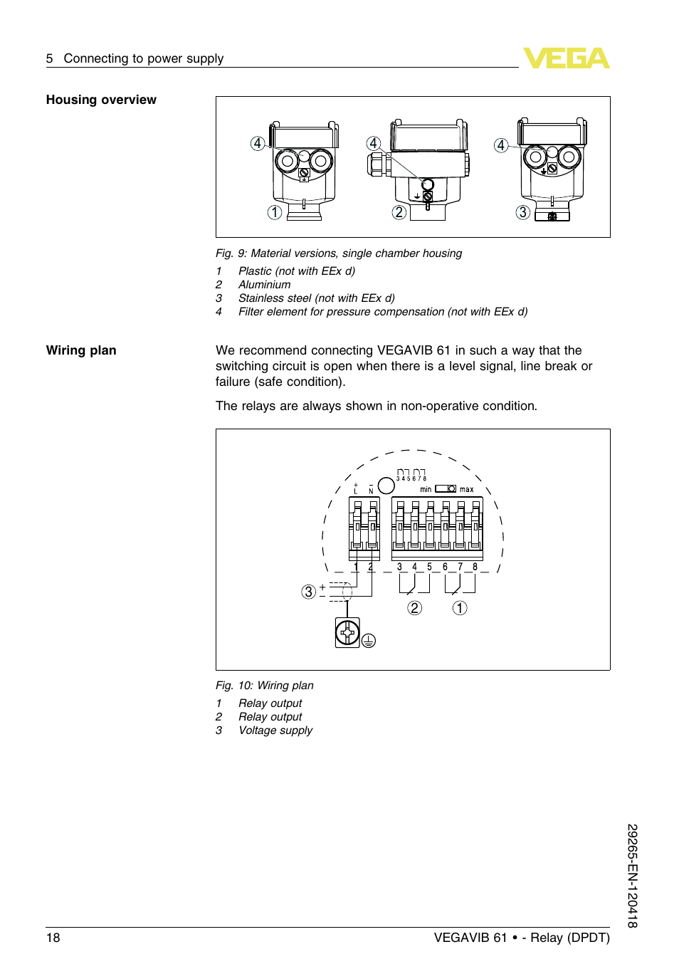 VEGA VEGAVIB 61 - Relay (DPDT) User Manual | Page 18 / 36