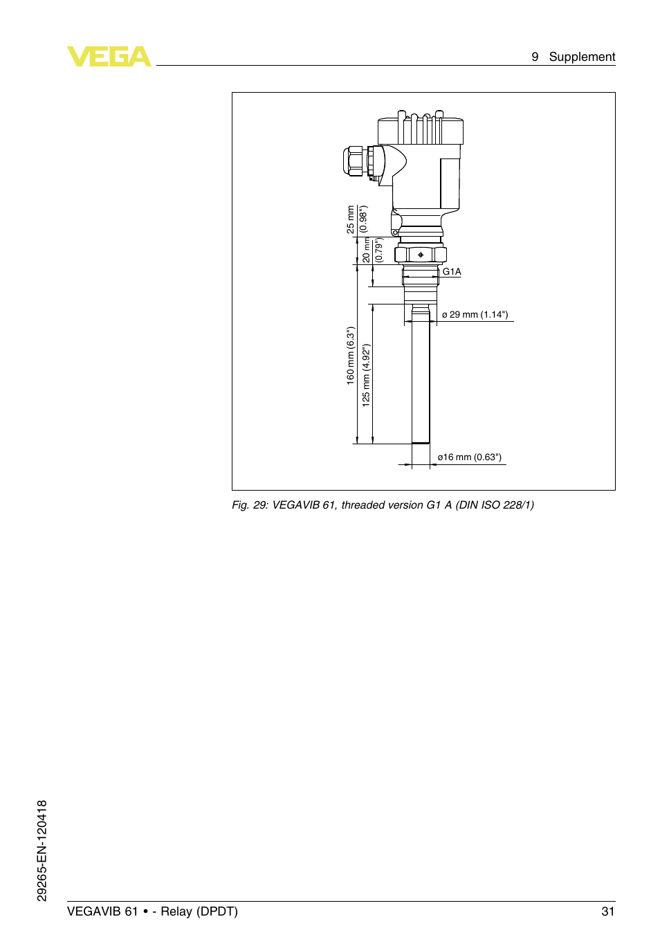 VEGA VEGAVIB 61 - Relay (DPDT) User Manual | Page 31 / 36