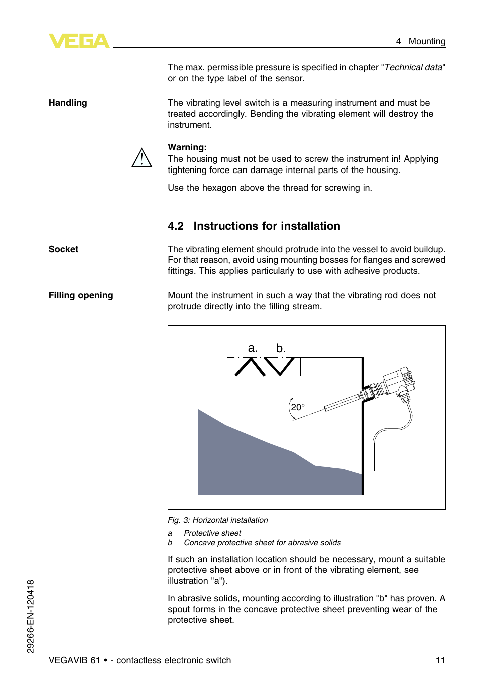 2 instructions for installation, A. b | VEGA VEGAVIB 61 - contactless electronic switch User Manual | Page 11 / 36