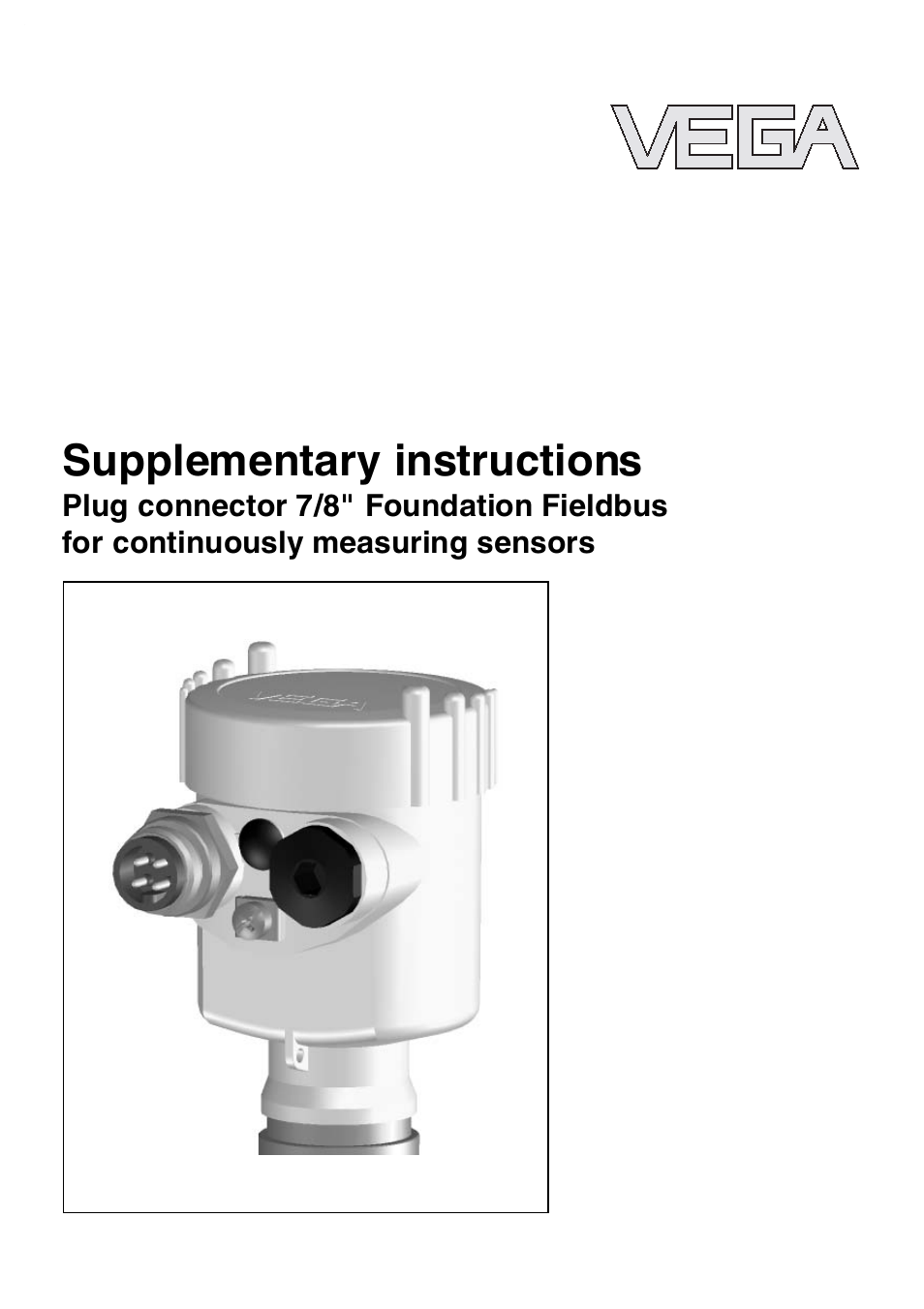 VEGA Plug connector 7-8" Foundation Fieldbus for continuously measuring sensors User Manual | 8 pages