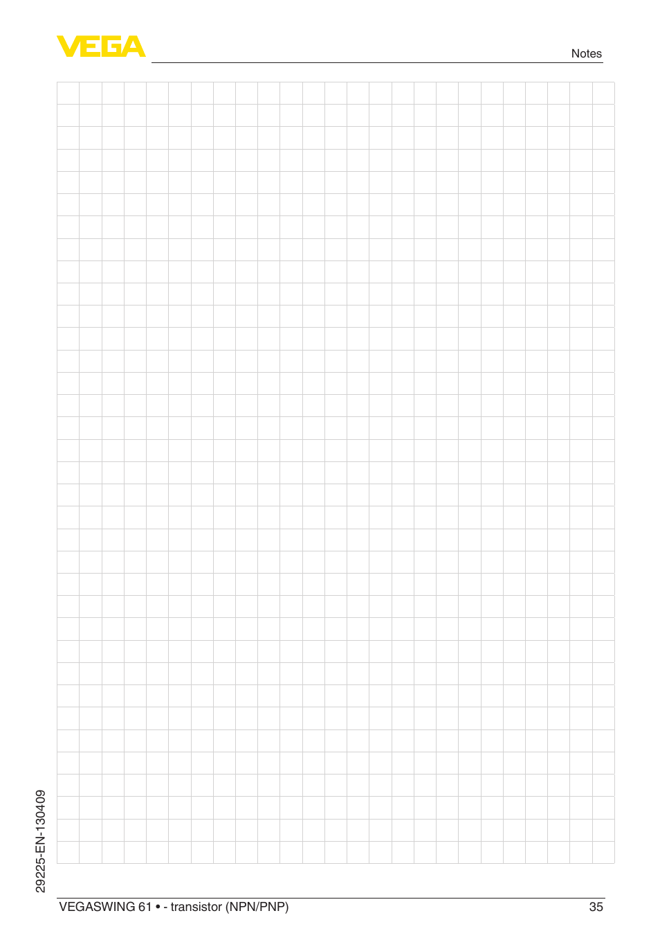 VEGA VEGASWING 61 - transistor (NPN-PNP) User Manual | Page 35 / 36