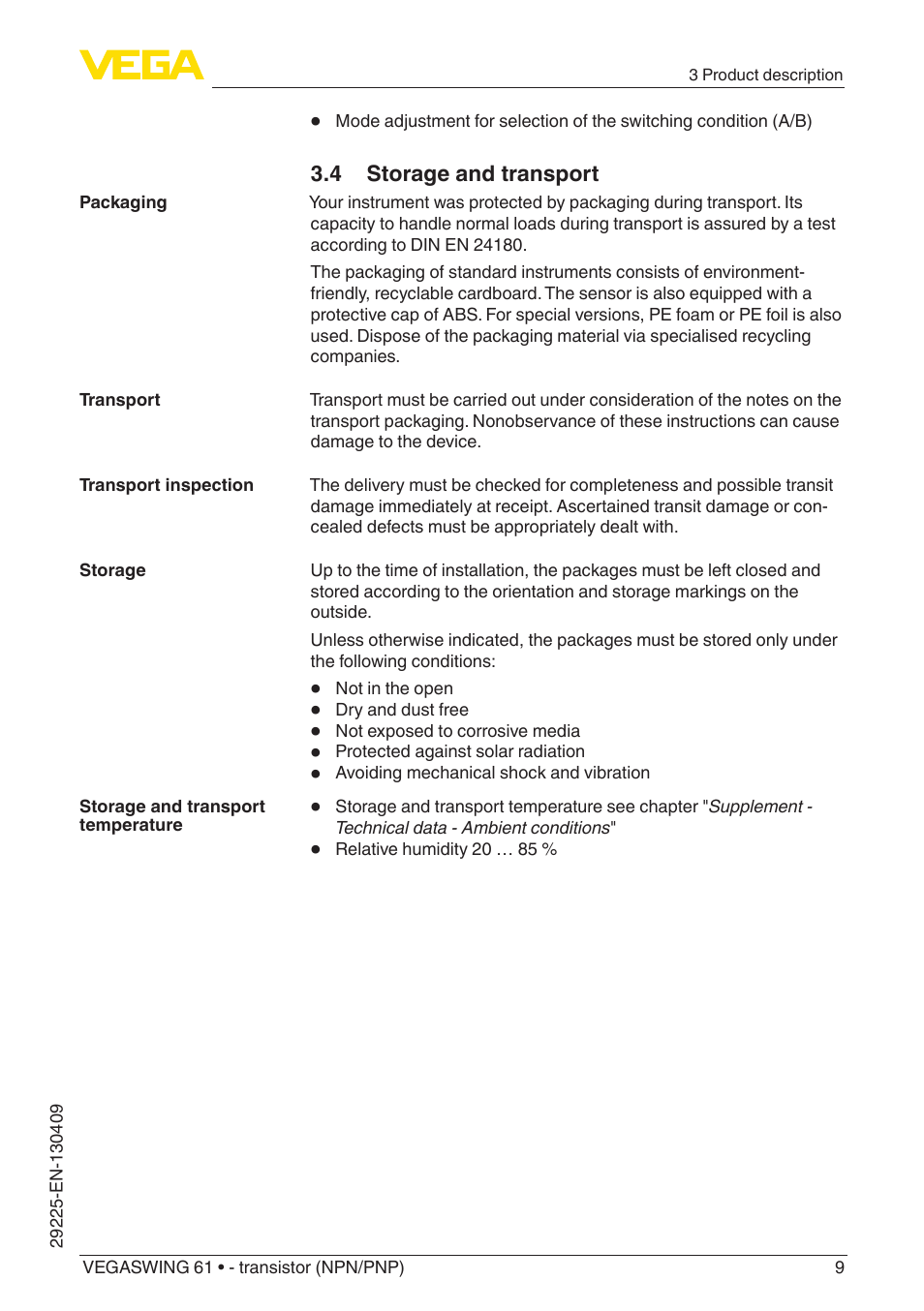 VEGA VEGASWING 61 - transistor (NPN-PNP) User Manual | Page 9 / 36