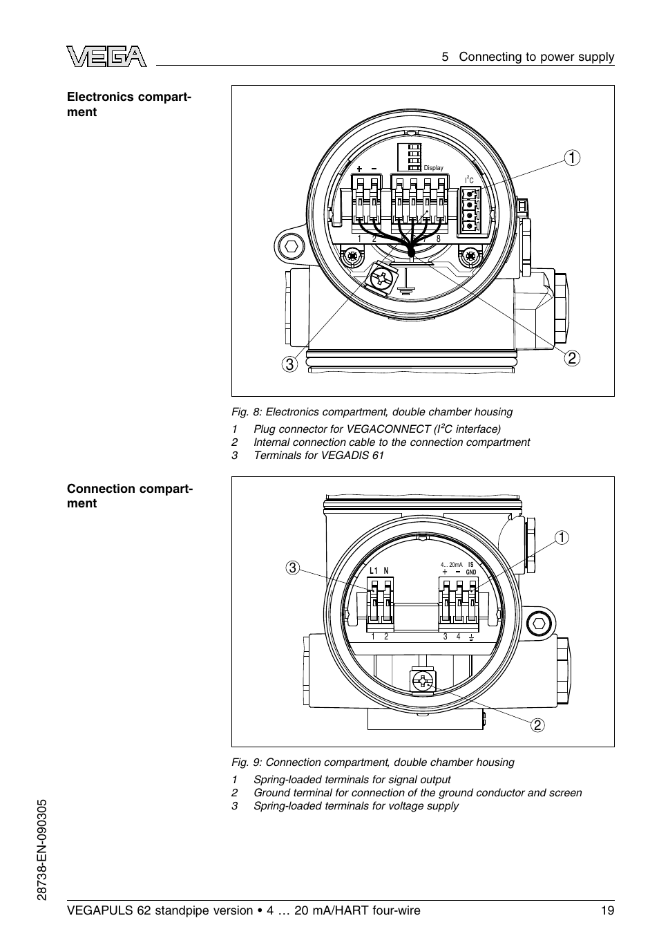 VEGA VEGAPULS 62 (≥ 2.0.0 - ≤ 3.8) standpipe ver. 4 … 20 mA_HART four-wire User Manual | Page 19 / 52