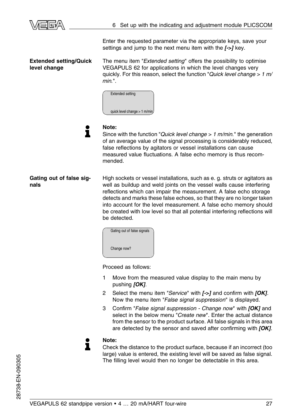 VEGA VEGAPULS 62 (≥ 2.0.0 - ≤ 3.8) standpipe ver. 4 … 20 mA_HART four-wire User Manual | Page 27 / 52