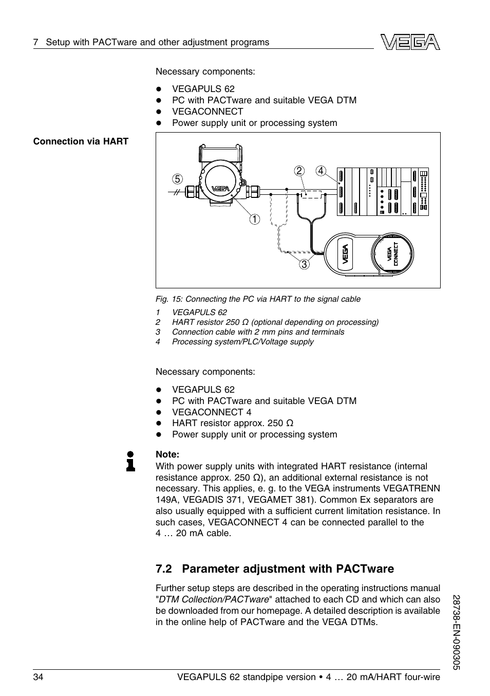 2 parameter adjustment with pactware | VEGA VEGAPULS 62 (≥ 2.0.0 - ≤ 3.8) standpipe ver. 4 … 20 mA_HART four-wire User Manual | Page 34 / 52