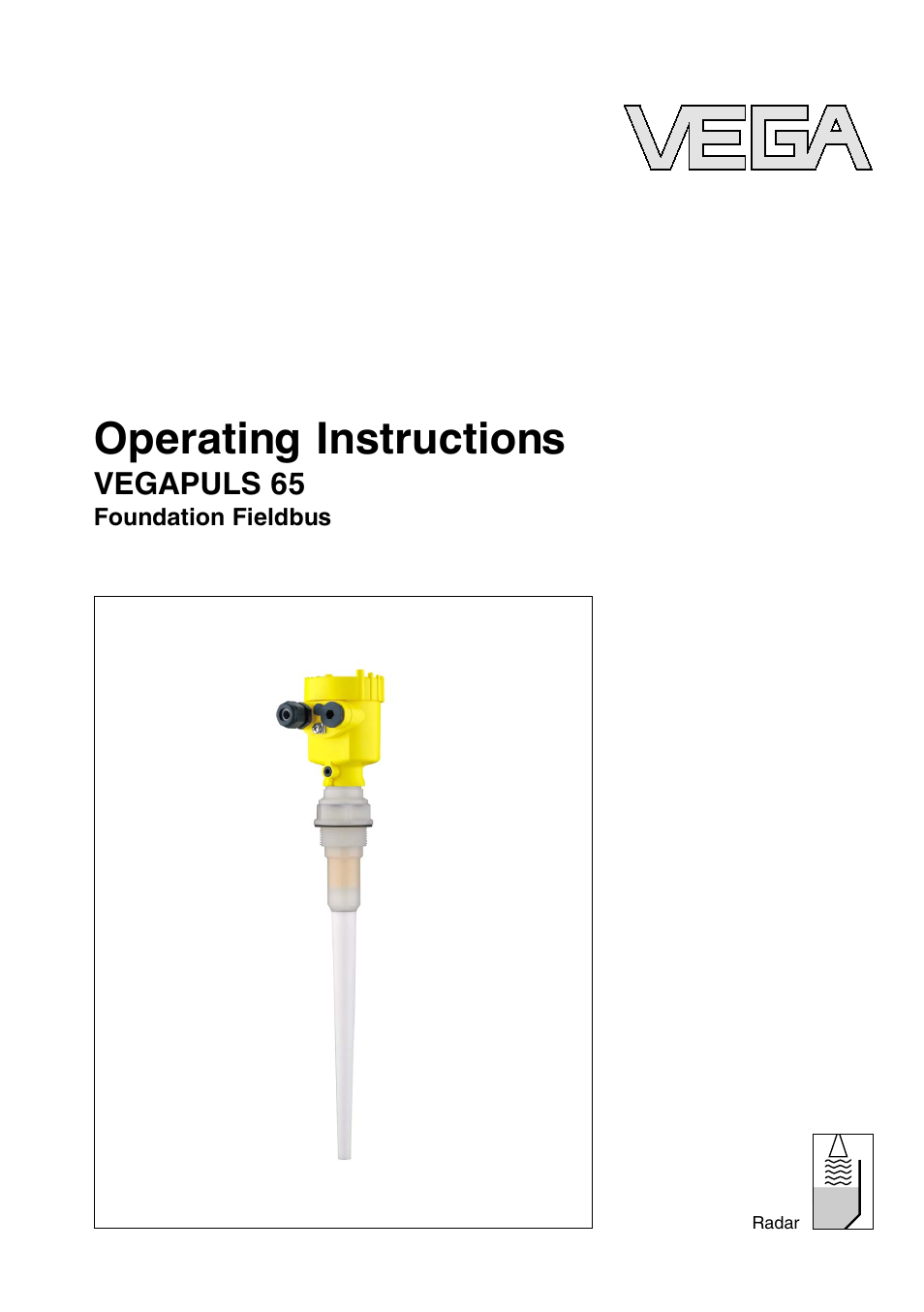 VEGA VEGAPULS 65 (≥ 2.0.0 - ≤ 3.8) Foundation Fieldbus User Manual | 64 pages