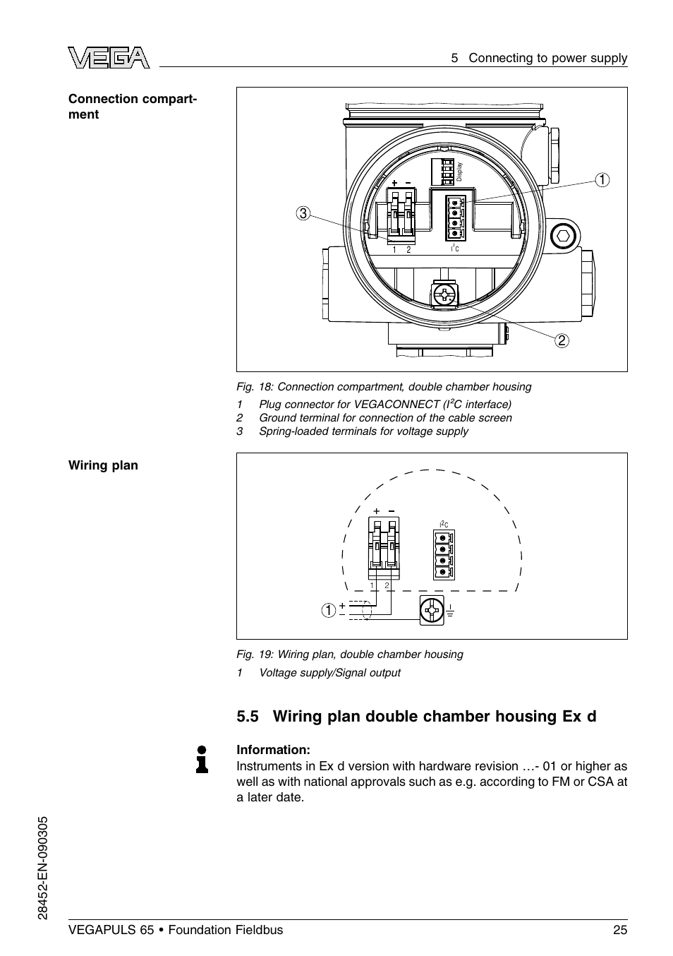 5 wiring plan double chamber housing ex d, 5 wiring plan double chamber housing ex d | VEGA VEGAPULS 65 (≥ 2.0.0 - ≤ 3.8) Foundation Fieldbus User Manual | Page 25 / 64
