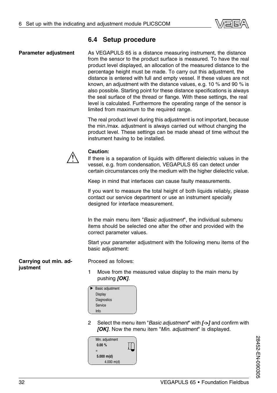 4 setup procedure | VEGA VEGAPULS 65 (≥ 2.0.0 - ≤ 3.8) Foundation Fieldbus User Manual | Page 32 / 64