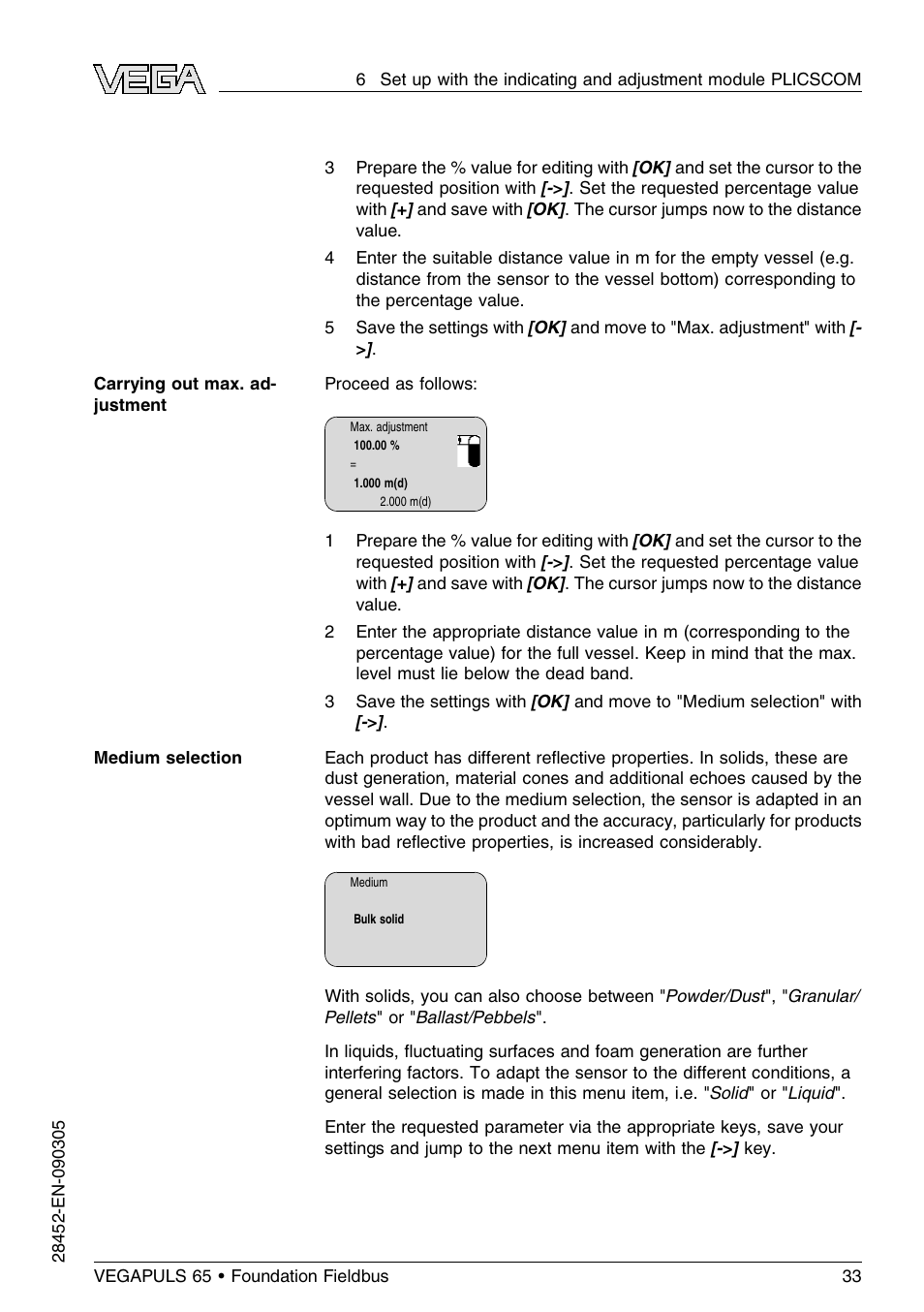 VEGA VEGAPULS 65 (≥ 2.0.0 - ≤ 3.8) Foundation Fieldbus User Manual | Page 33 / 64