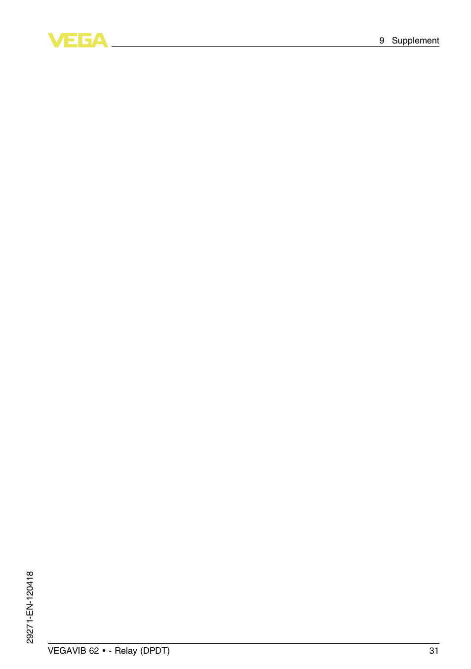 VEGA VEGAVIB 62 - Relay (DPDT) User Manual | Page 31 / 32