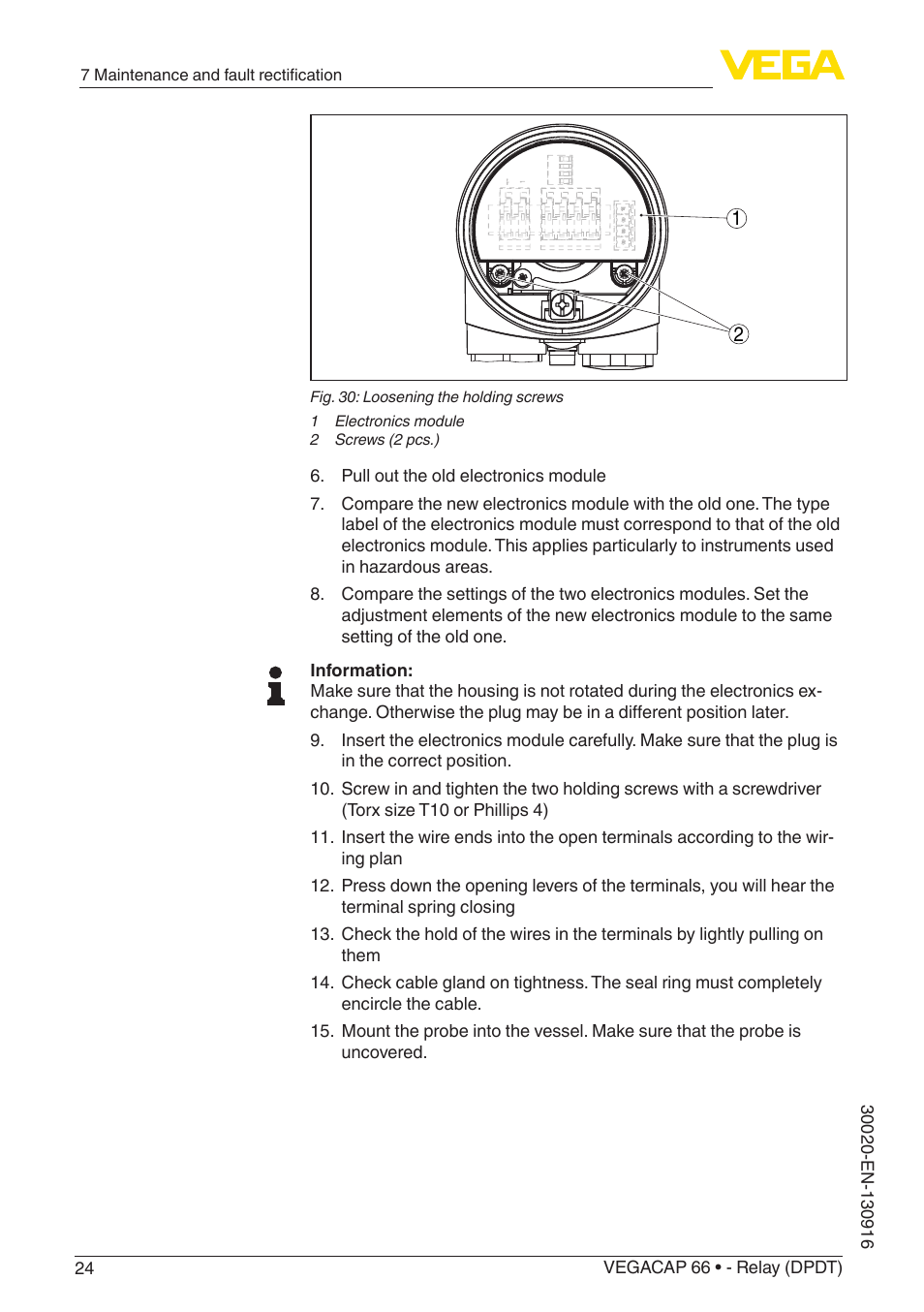 VEGA VEGACAP 66 - Relay (DPDT) User Manual | Page 24 / 36