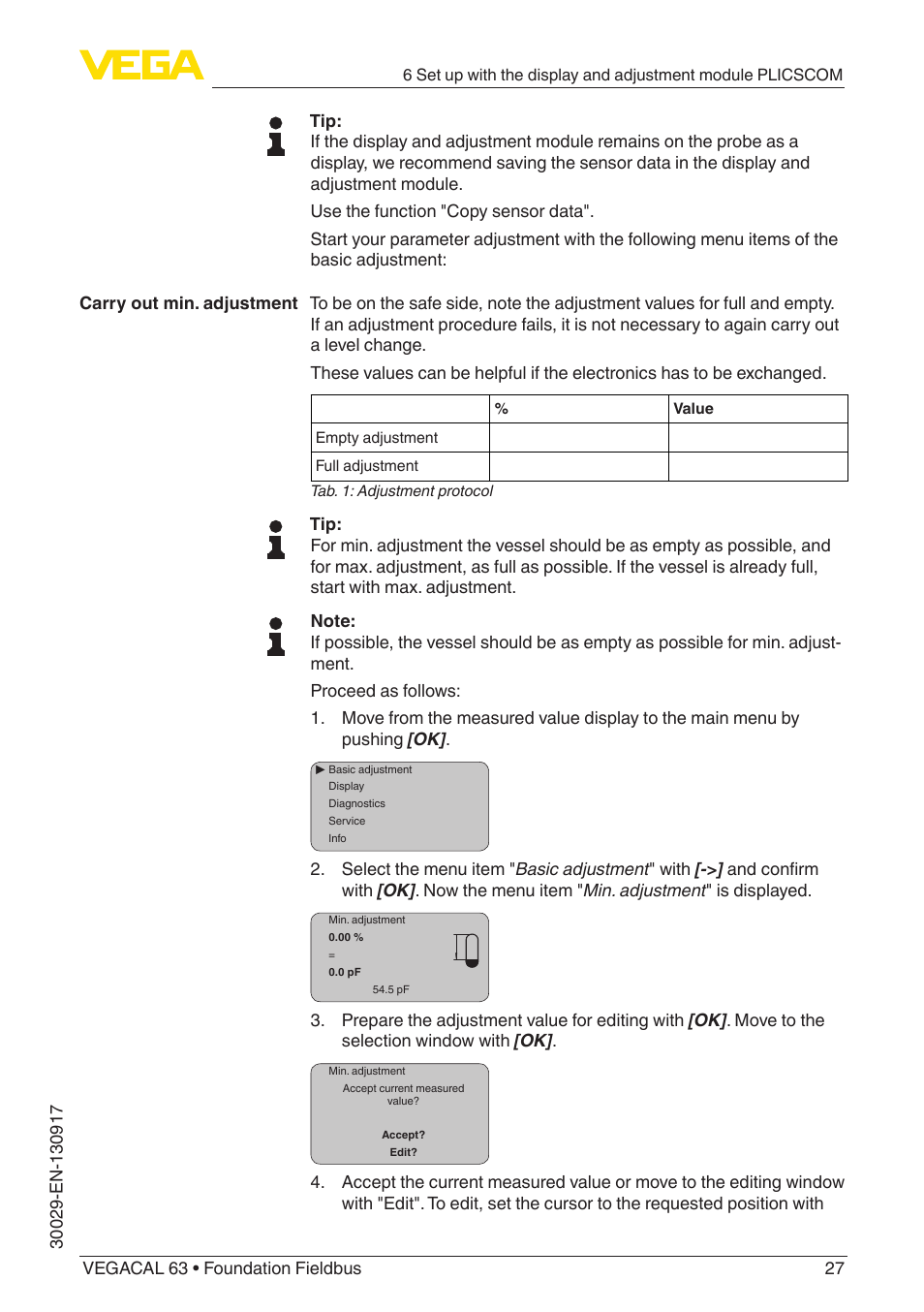 VEGA VEGACAL 63 Foundation Fieldbus User Manual | Page 27 / 52