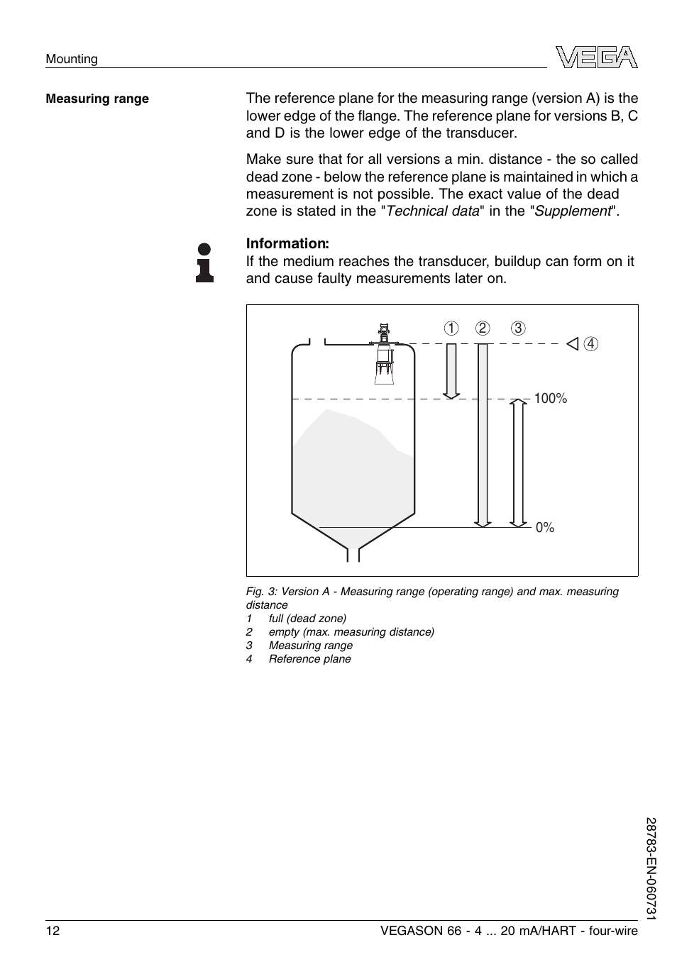 VEGA VEGASON 66 4 … 20 mA_HART four-wire User Manual | Page 12 / 60