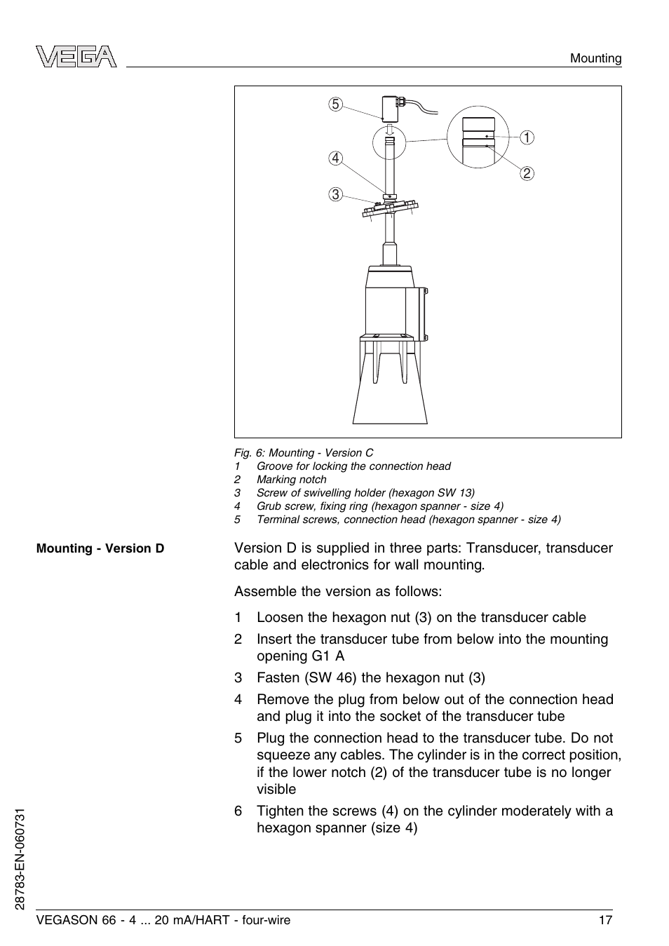 VEGA VEGASON 66 4 … 20 mA_HART four-wire User Manual | Page 17 / 60