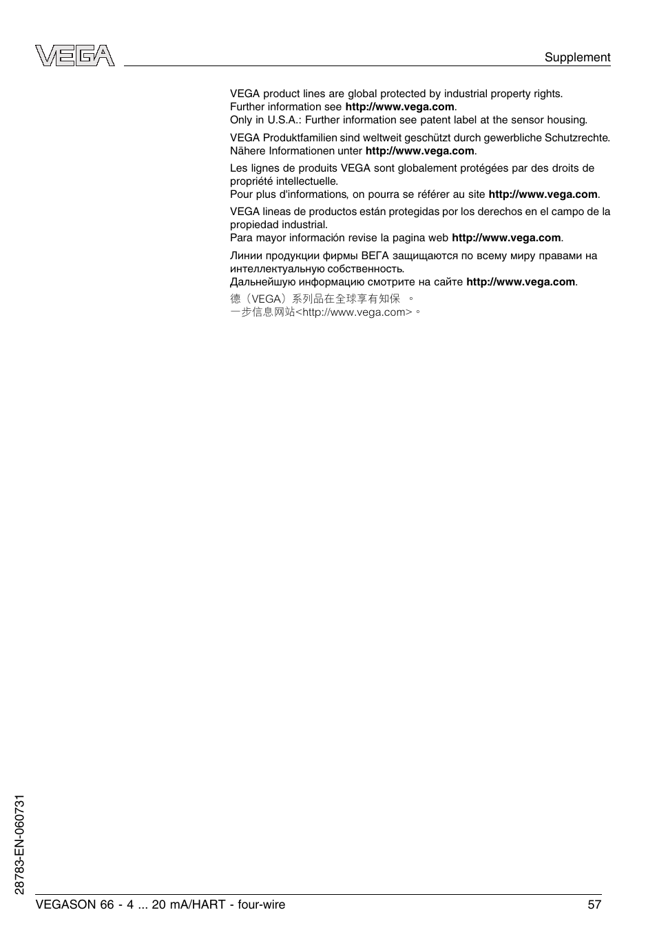 VEGA VEGASON 66 4 … 20 mA_HART four-wire User Manual | Page 57 / 60
