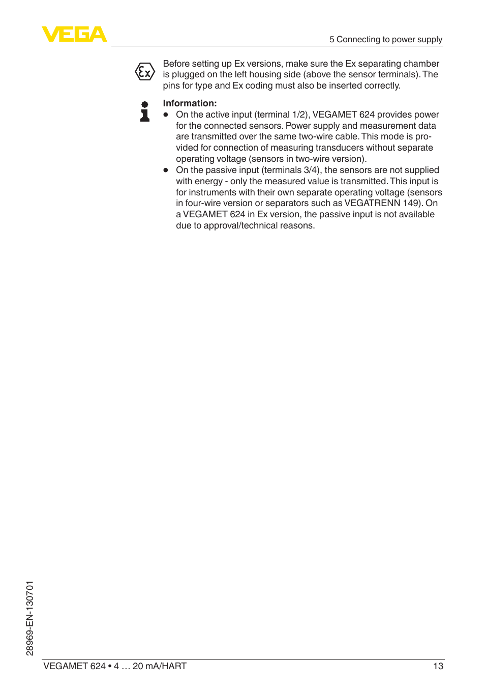 VEGA VEGAMET 624 User Manual | Page 13 / 56