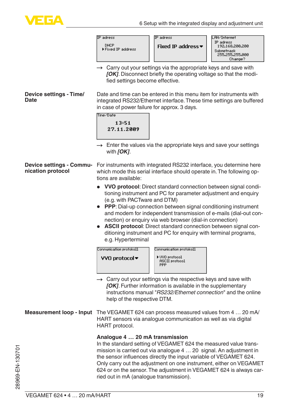 VEGA VEGAMET 624 User Manual | Page 19 / 56