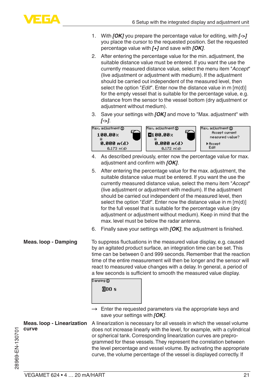 VEGA VEGAMET 624 User Manual | Page 21 / 56