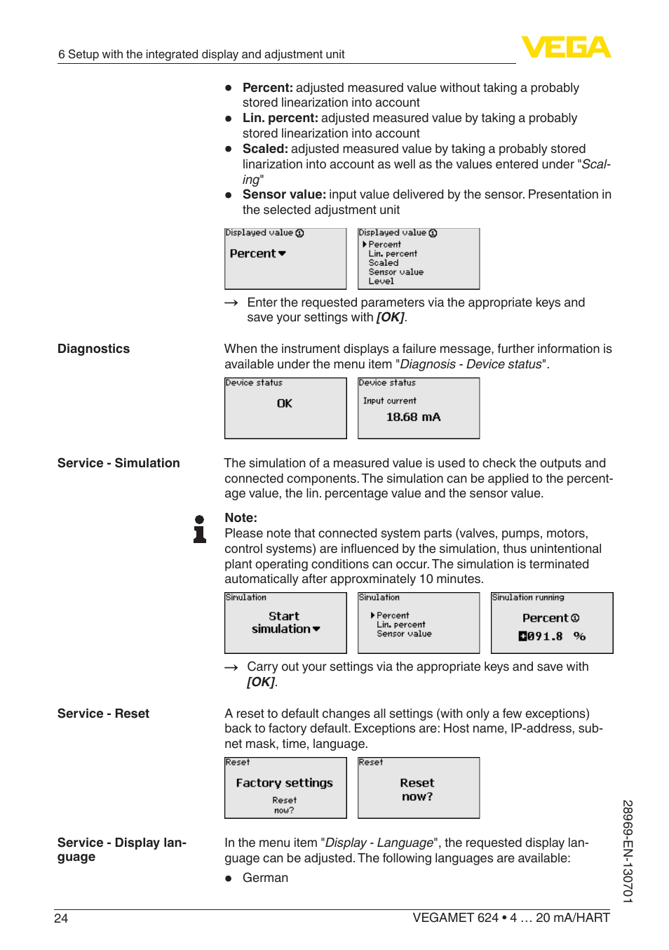 VEGA VEGAMET 624 User Manual | Page 24 / 56