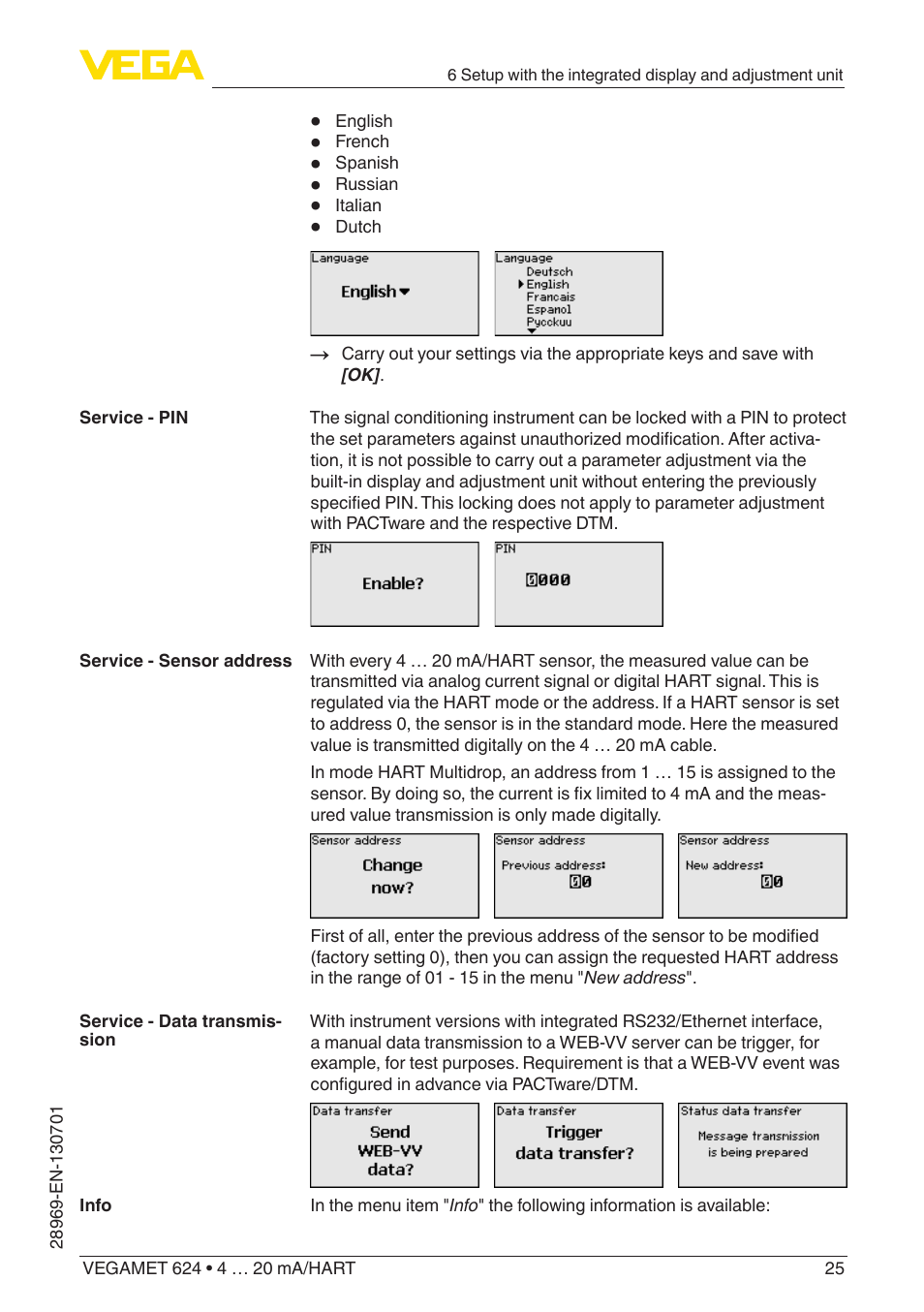 VEGA VEGAMET 624 User Manual | Page 25 / 56