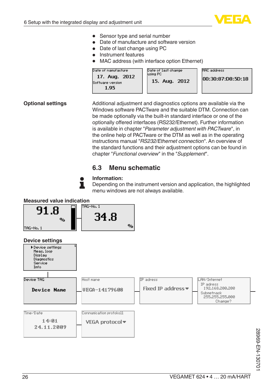 3 menu schematic | VEGA VEGAMET 624 User Manual | Page 26 / 56