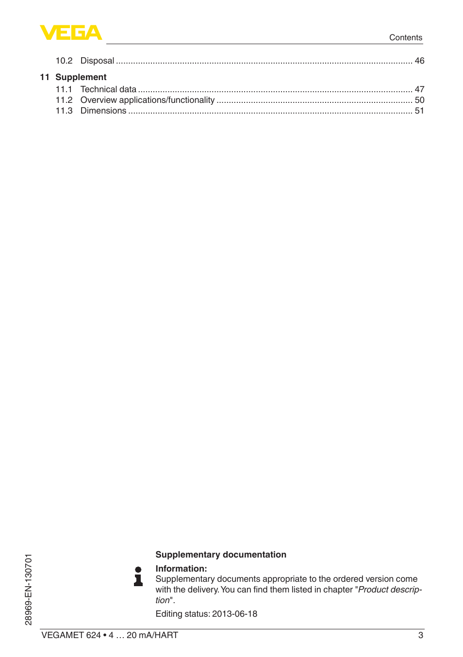 VEGA VEGAMET 624 User Manual | Page 3 / 56
