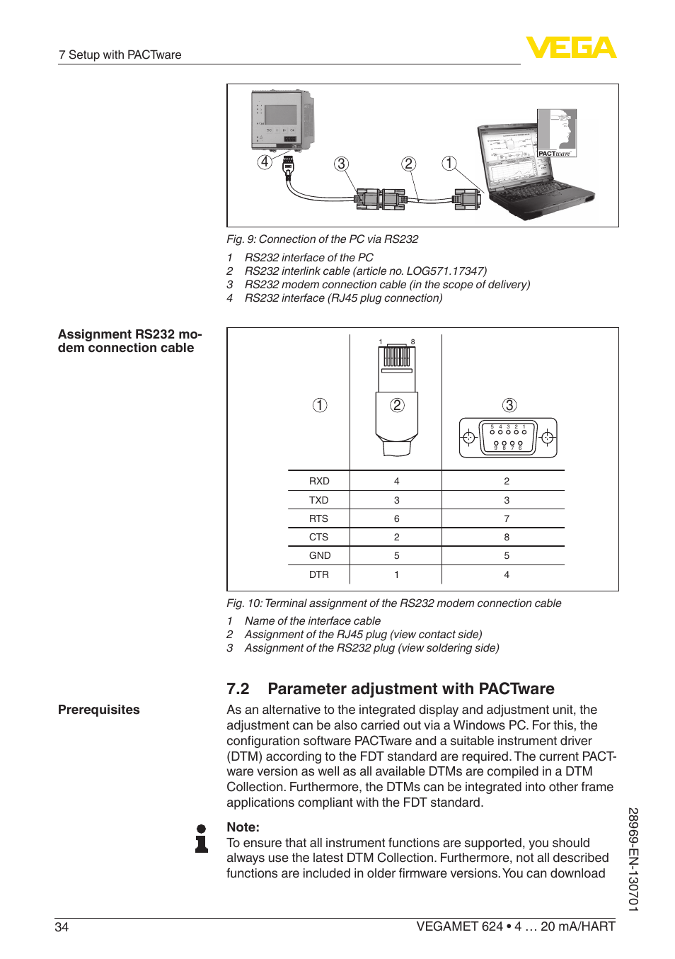 2 parameter adjustment with pactware | VEGA VEGAMET 624 User Manual | Page 34 / 56