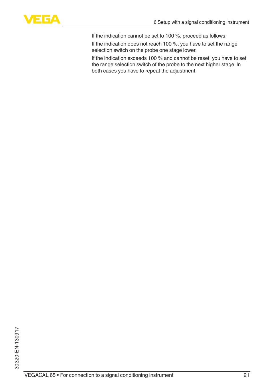 VEGA VEGACAL 65 For connection to a signal conditioning instrument User Manual | Page 21 / 36