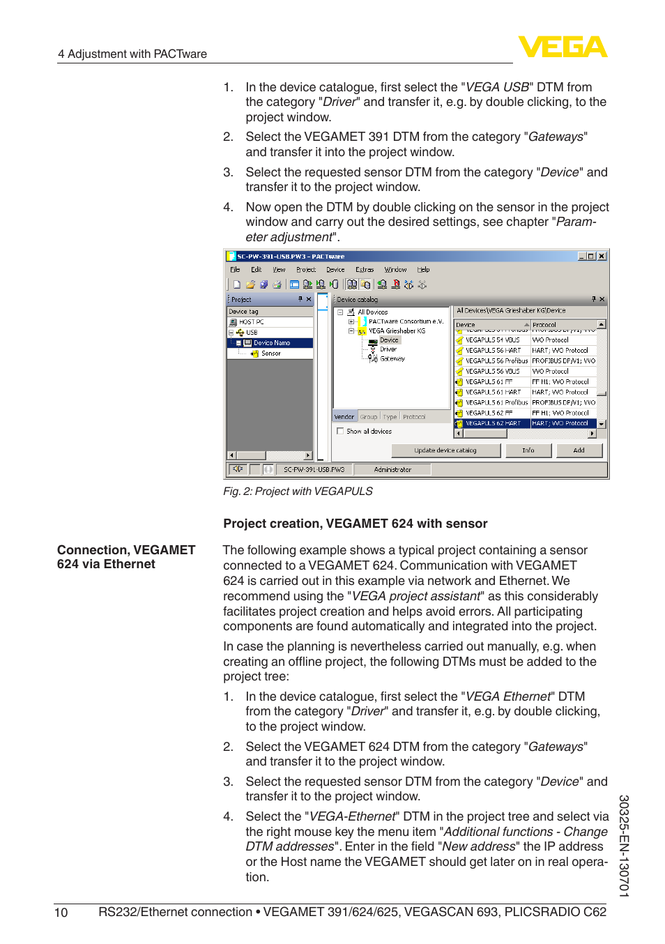 VEGA RS232_Ethernet connection User Manual | Page 10 / 64