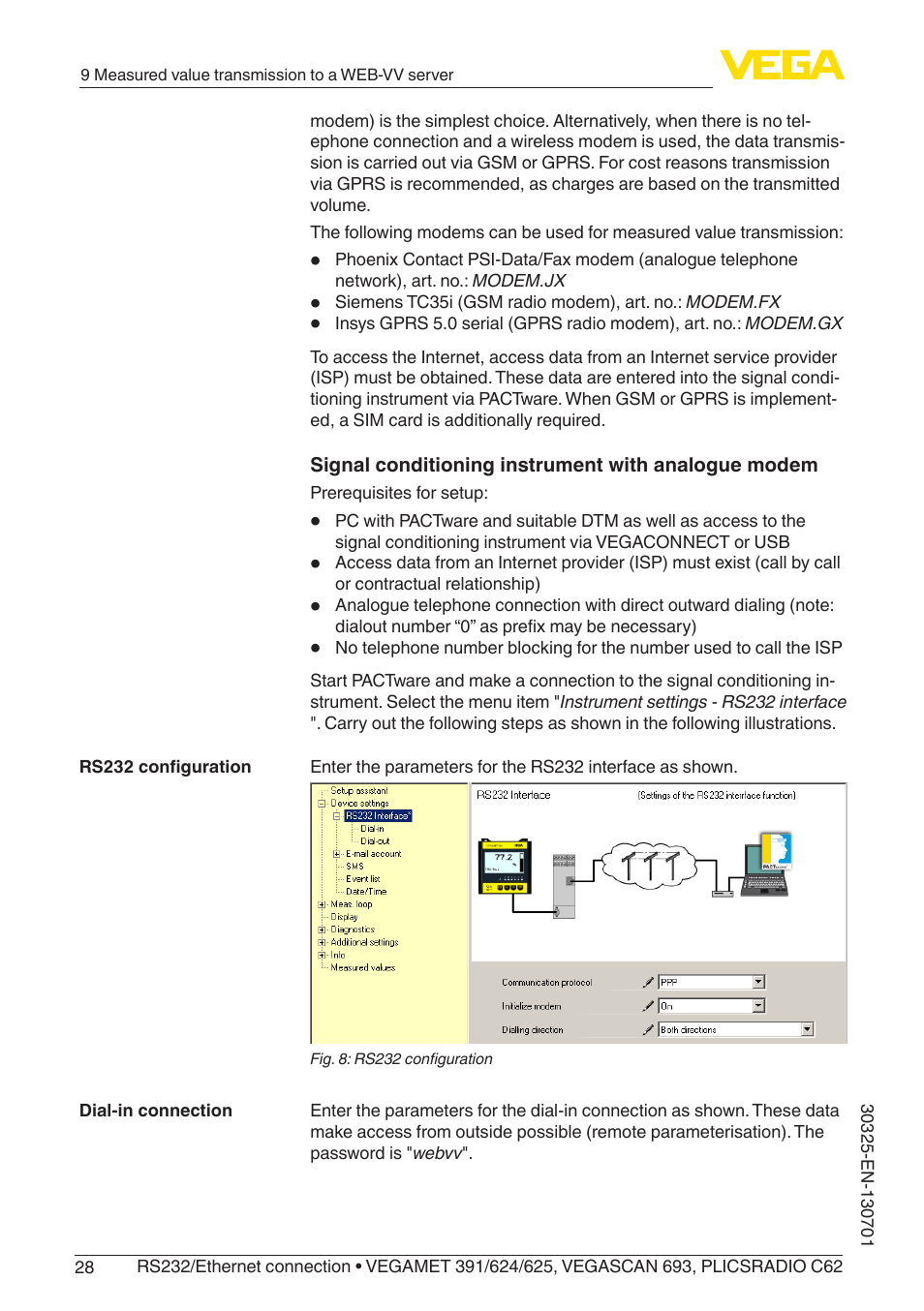 VEGA RS232_Ethernet connection User Manual | Page 28 / 64