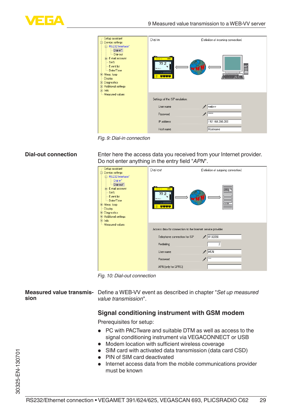 VEGA RS232_Ethernet connection User Manual | Page 29 / 64