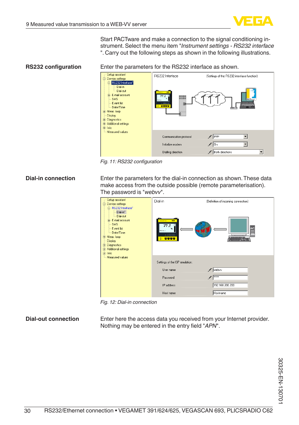 VEGA RS232_Ethernet connection User Manual | Page 30 / 64