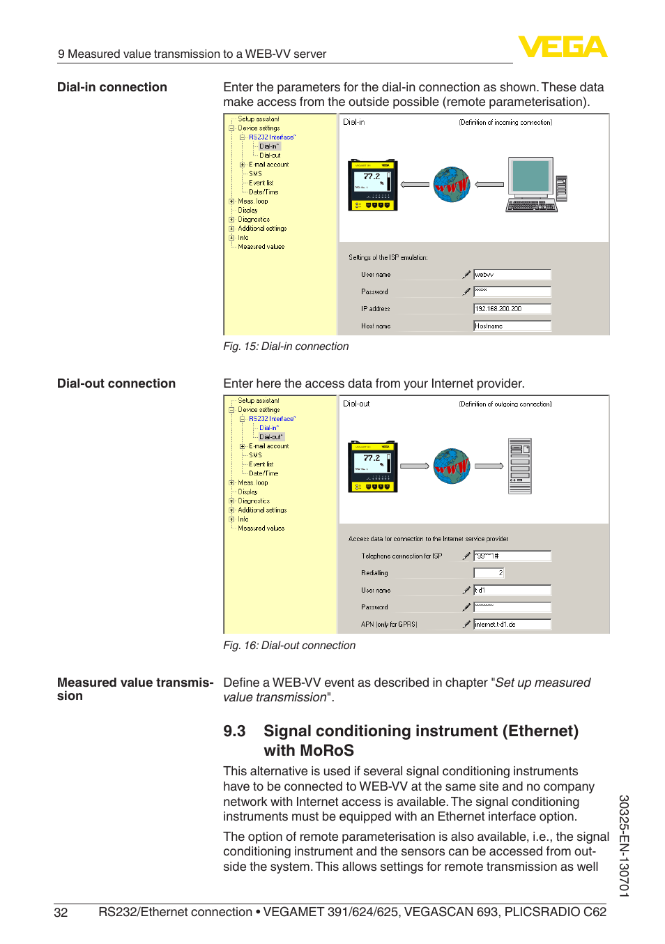 VEGA RS232_Ethernet connection User Manual | Page 32 / 64