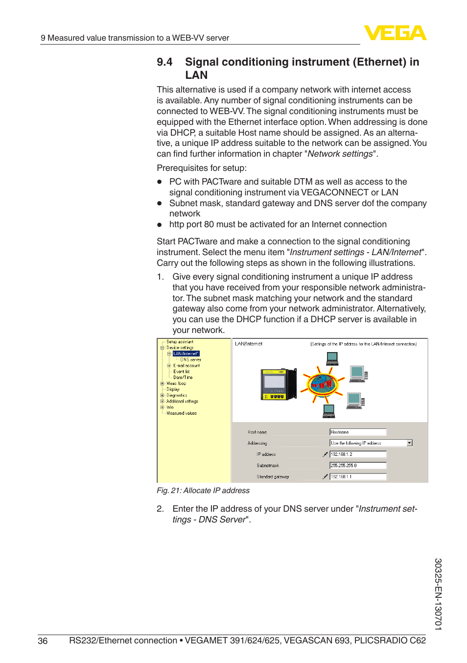 4 signal conditioning instrument (ethernet) in lan | VEGA RS232_Ethernet connection User Manual | Page 36 / 64