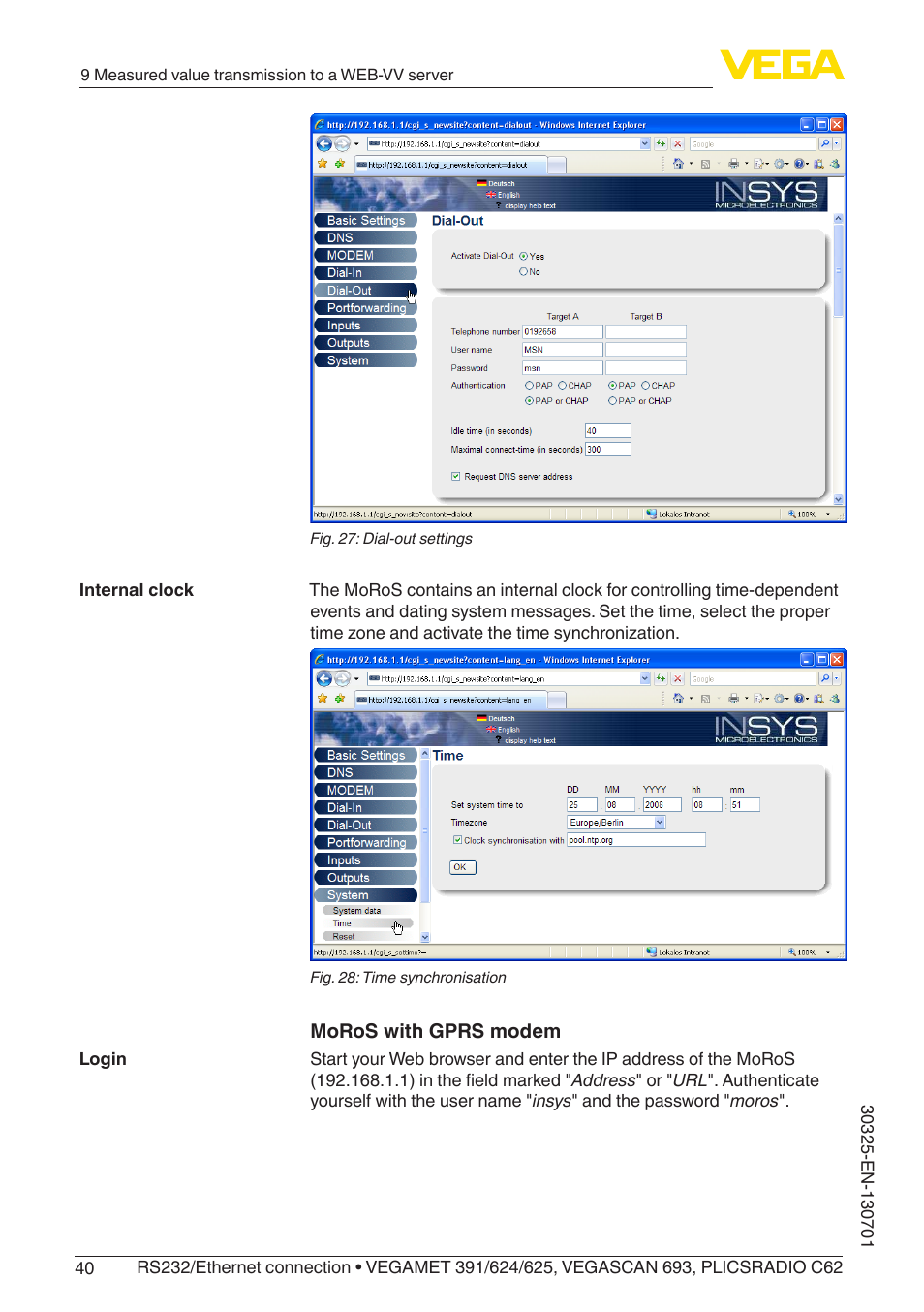 VEGA RS232_Ethernet connection User Manual | Page 40 / 64
