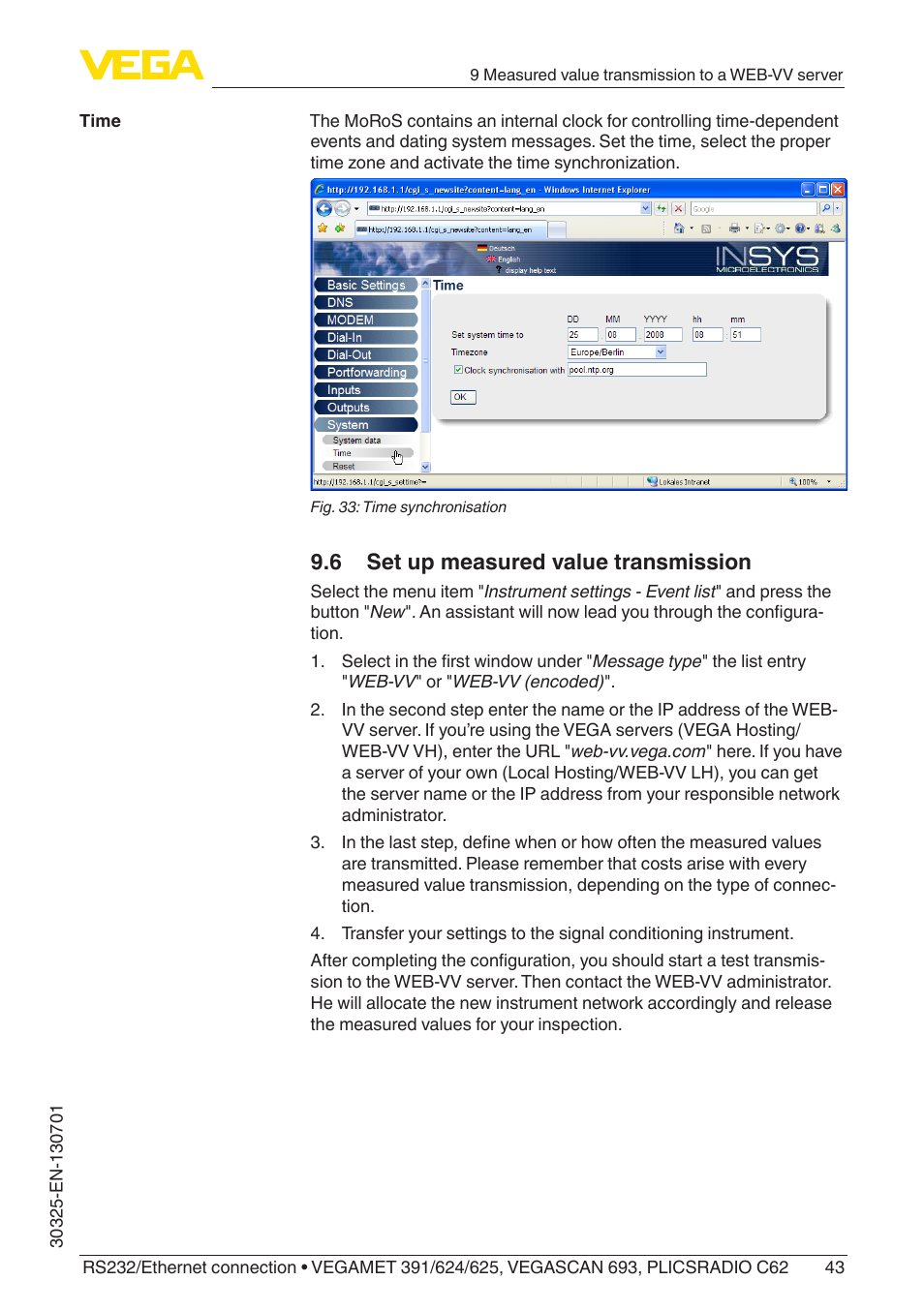 6 set up measured value transmission | VEGA RS232_Ethernet connection User Manual | Page 43 / 64