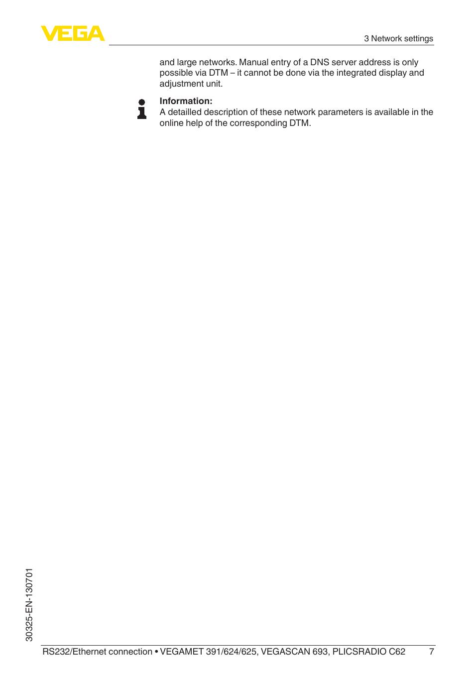 VEGA RS232_Ethernet connection User Manual | Page 7 / 64