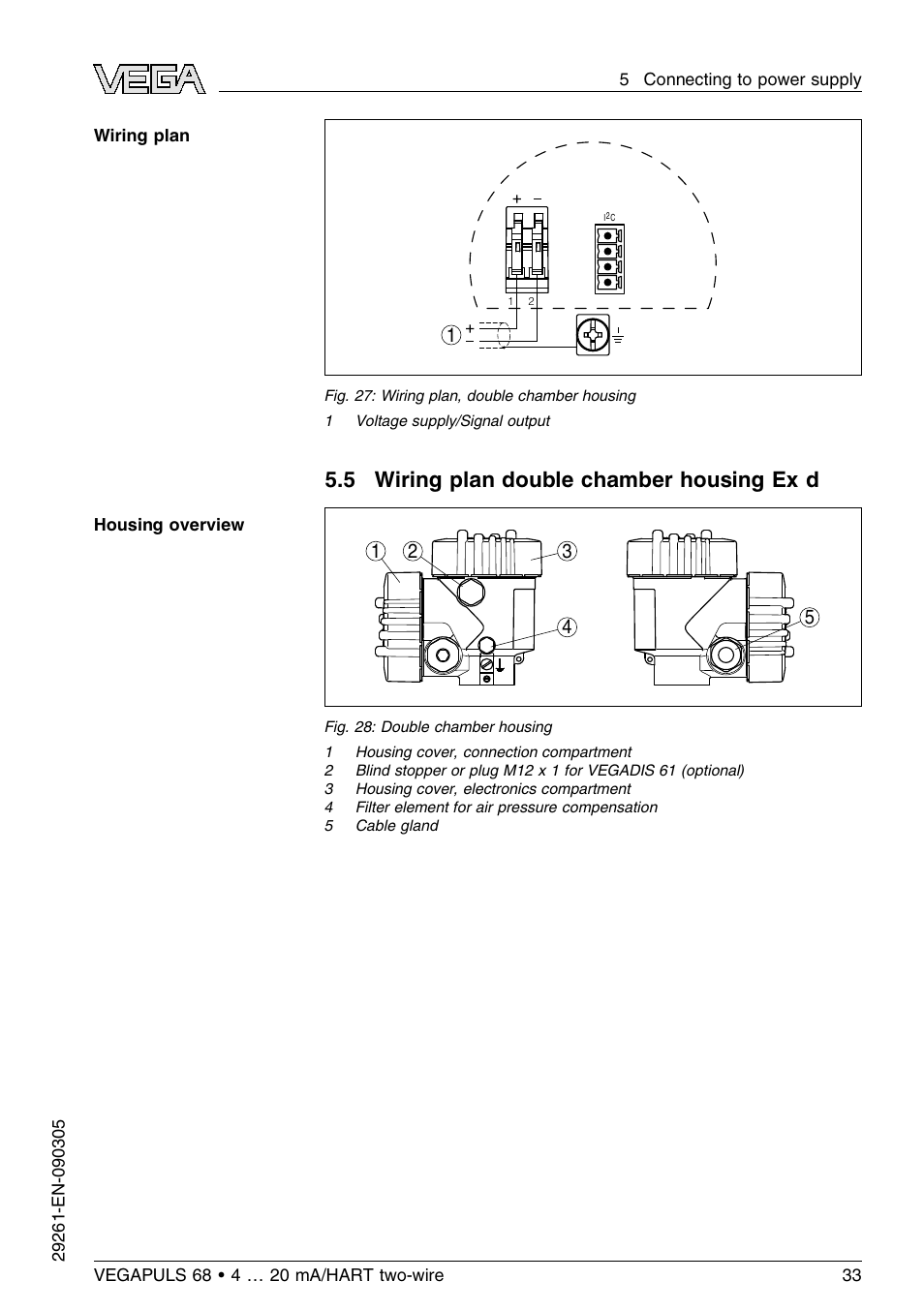 5 wiring plan double chamber housing ex d, 5 wiring plan double chamber housing ex d | VEGA VEGAPULS 68 (≥ 2.0.0 - ≤ 3.8) 4 … 20 mA_HART two-wire User Manual | Page 33 / 80