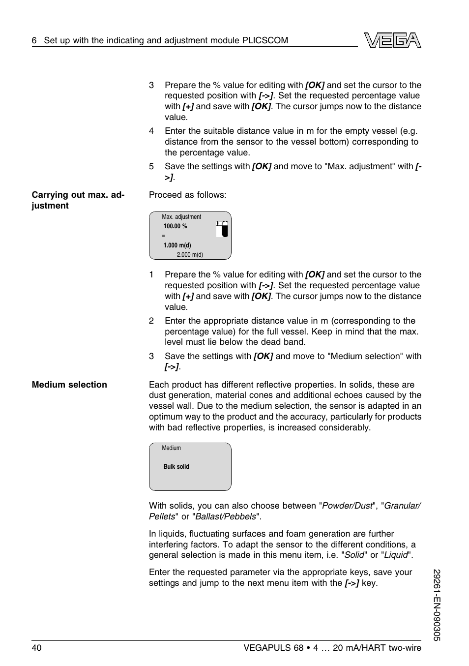 VEGA VEGAPULS 68 (≥ 2.0.0 - ≤ 3.8) 4 … 20 mA_HART two-wire User Manual | Page 40 / 80