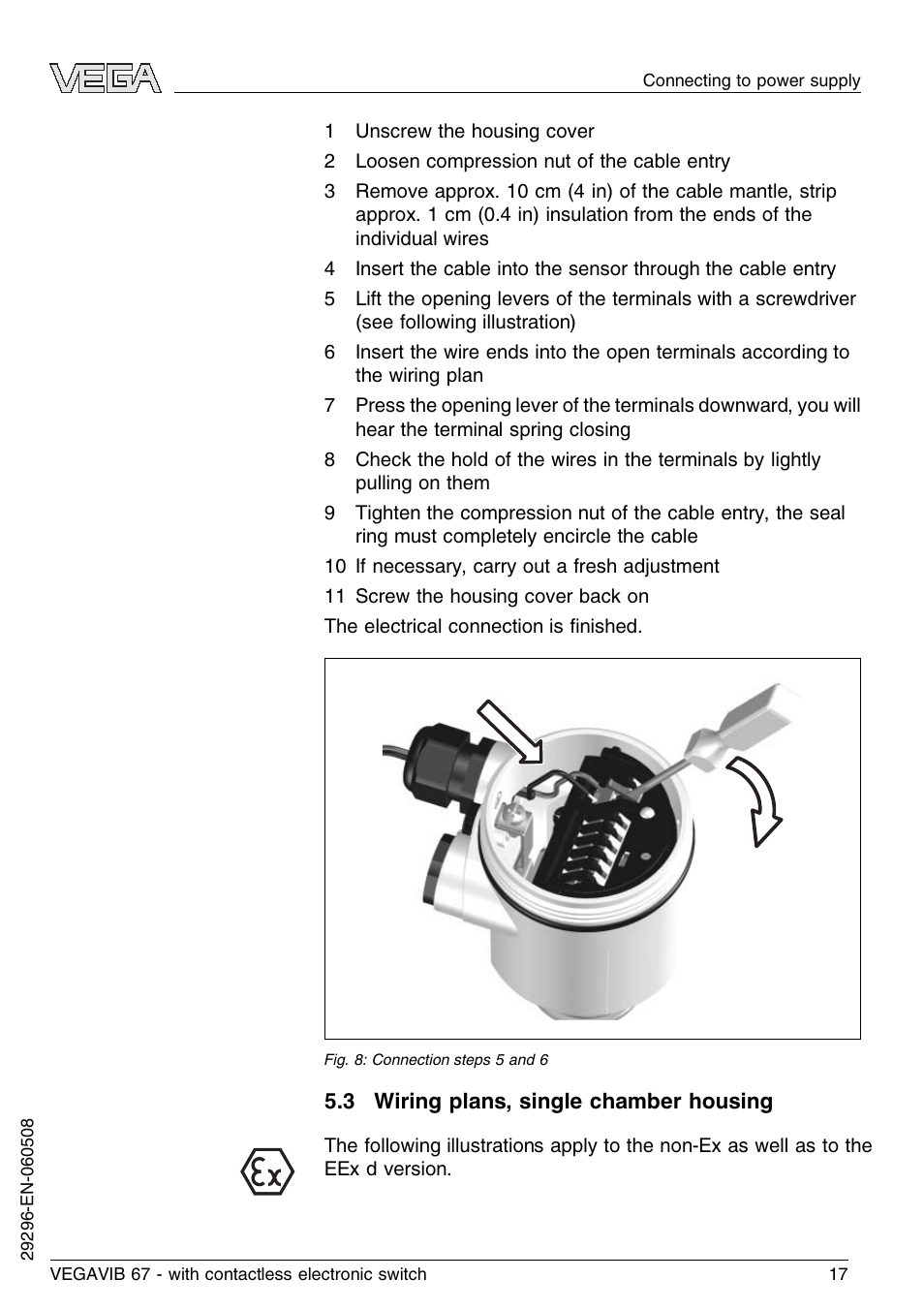 3 wiring plans, single chamber housing | VEGA VEGAVIB 67 - contactless electronic switch User Manual | Page 17 / 36