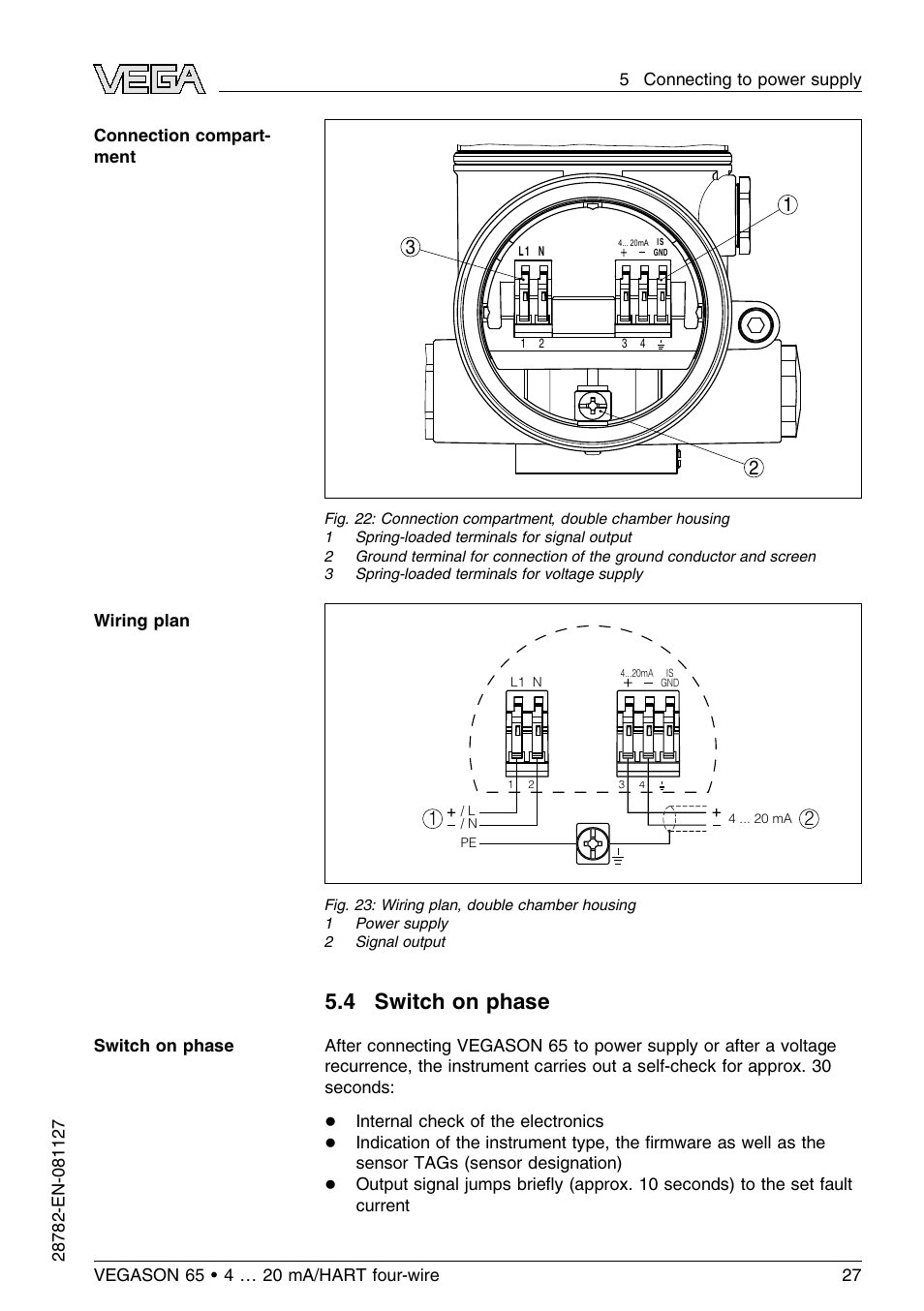 4 switch on phase | VEGA VEGASON 65 4 … 20 mA_HART four-wire User Manual | Page 27 / 64