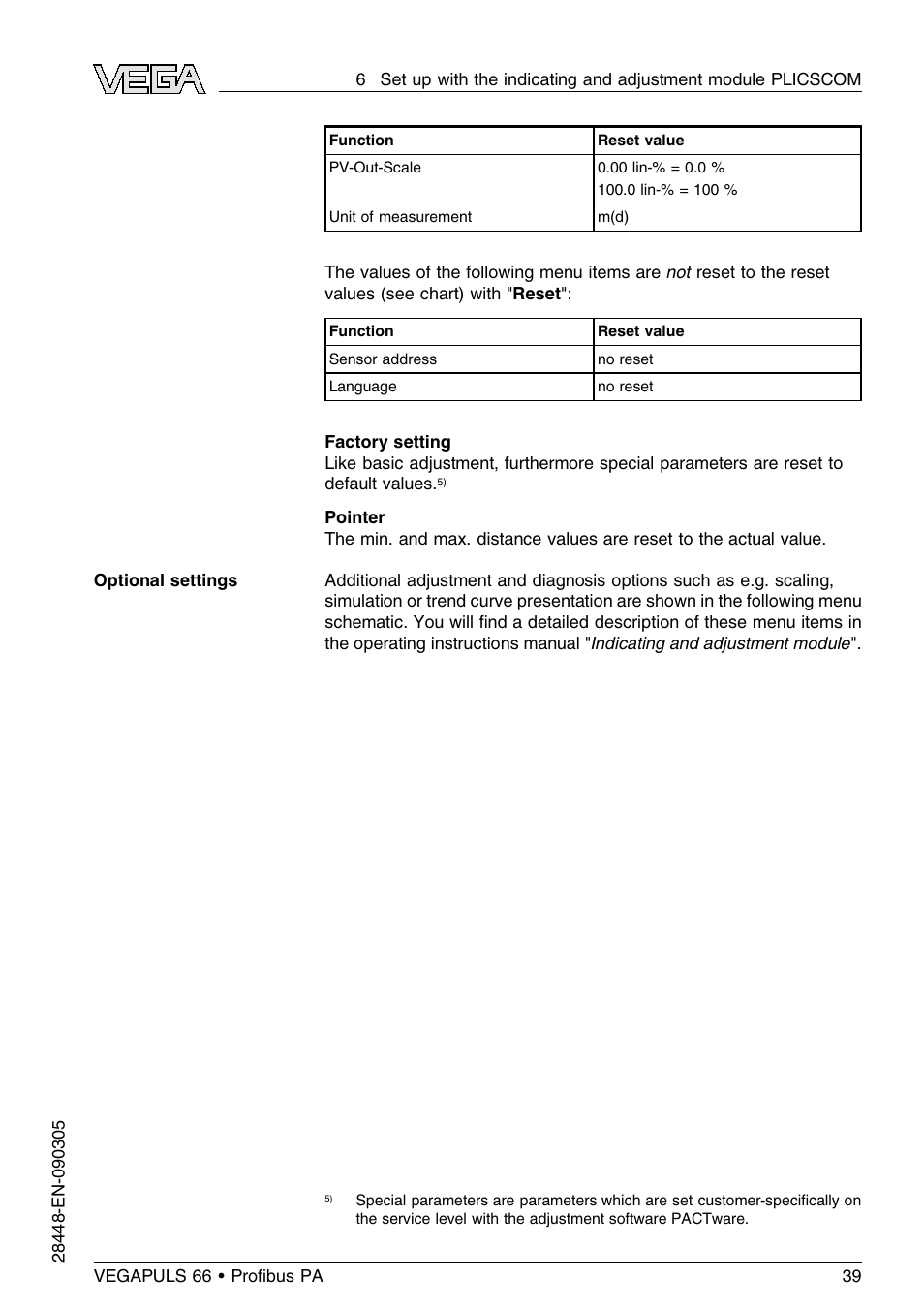 VEGA VEGAPULS 66 (≥ 2.0.0 - ≤ 3.8) Proﬁbus PA User Manual | Page 39 / 68