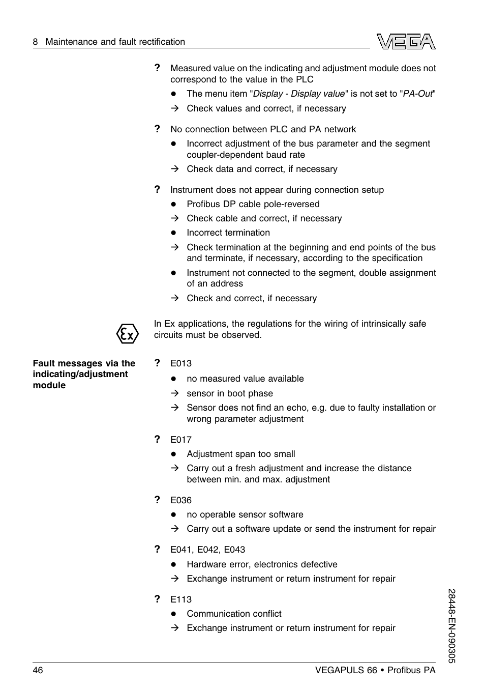 VEGA VEGAPULS 66 (≥ 2.0.0 - ≤ 3.8) Proﬁbus PA User Manual | Page 46 / 68