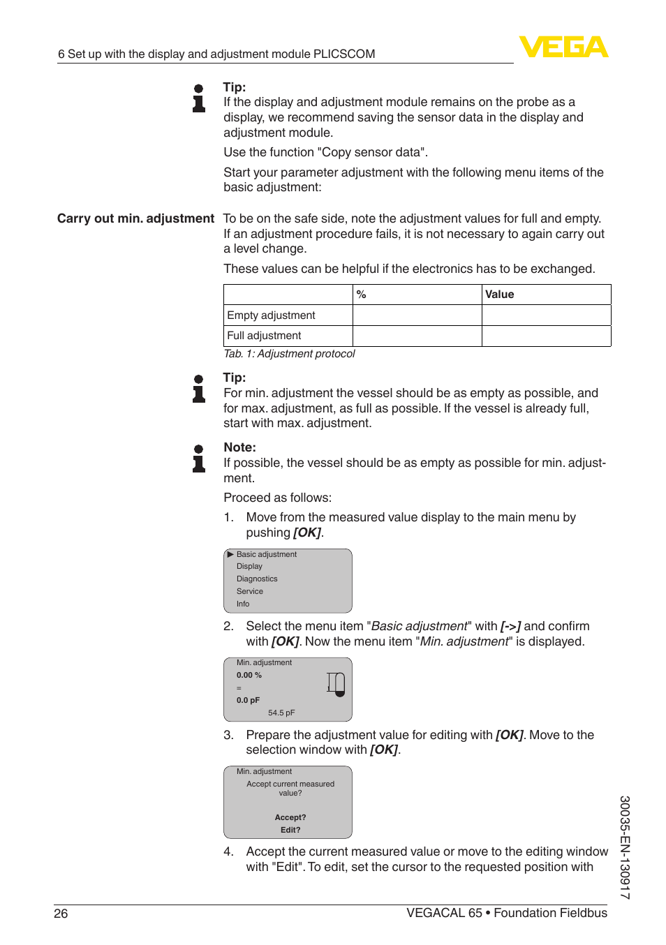 VEGA VEGACAL 65 Foundation Fieldbus User Manual | Page 26 / 52