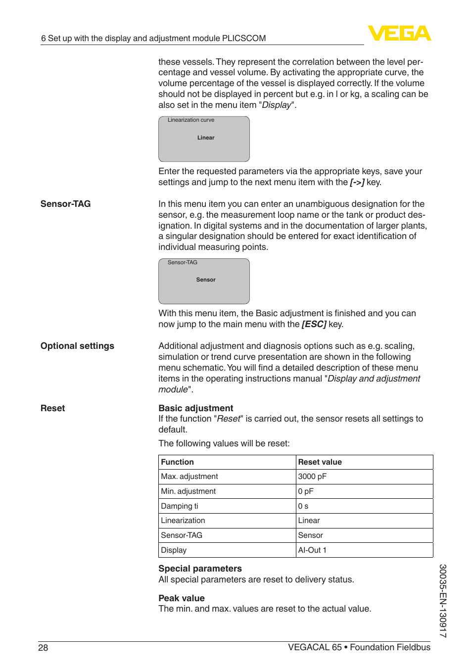 VEGA VEGACAL 65 Foundation Fieldbus User Manual | Page 28 / 52