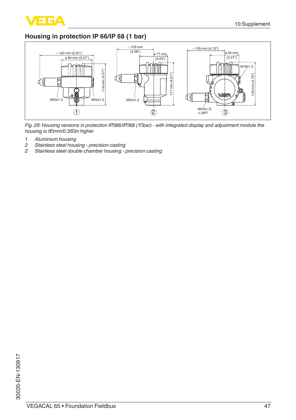 10 supplement | VEGA VEGACAL 65 Foundation Fieldbus User Manual | Page 47 / 52