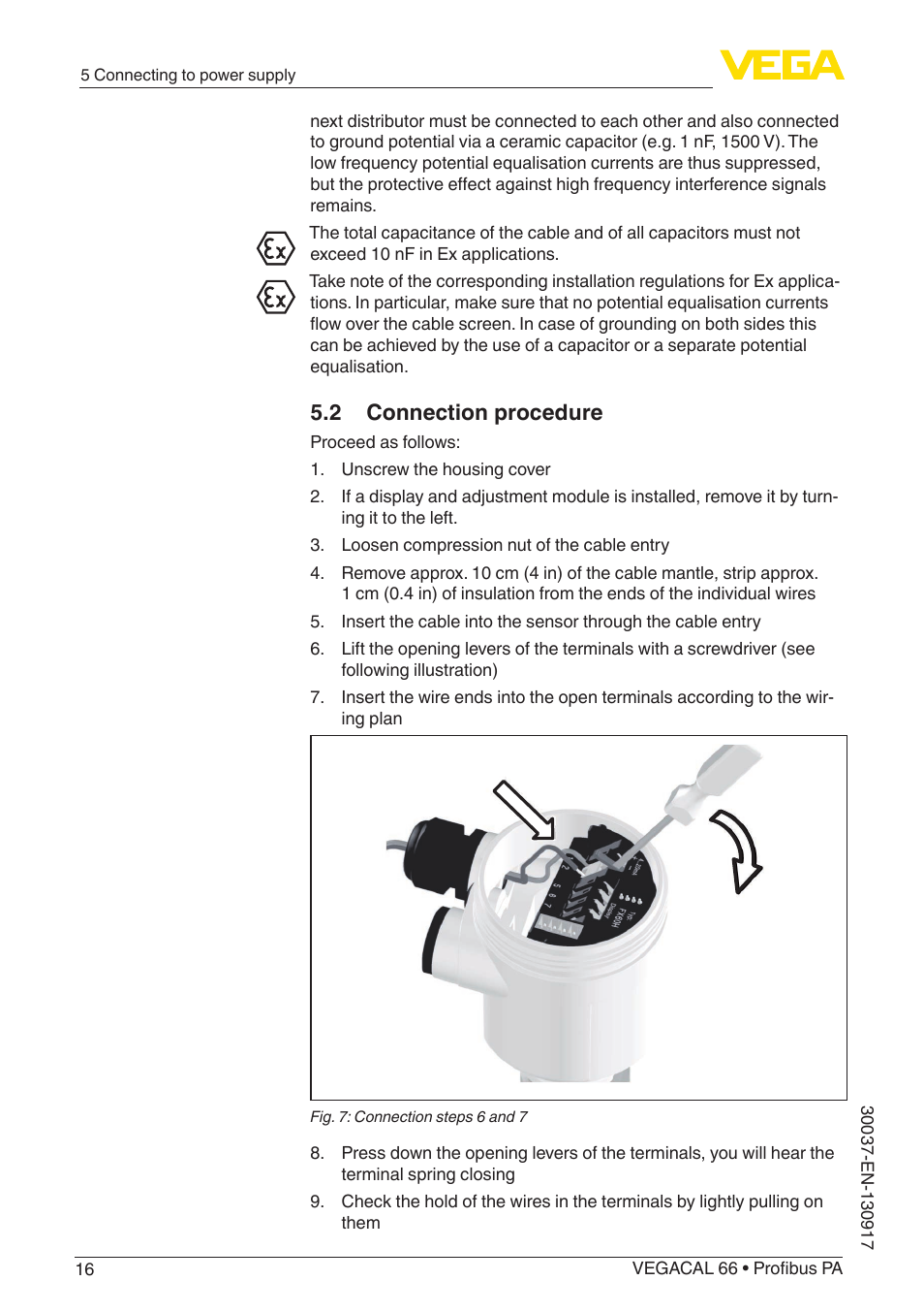 2 connection procedure | VEGA VEGACAL 66 Profibus PA User Manual | Page 16 / 52