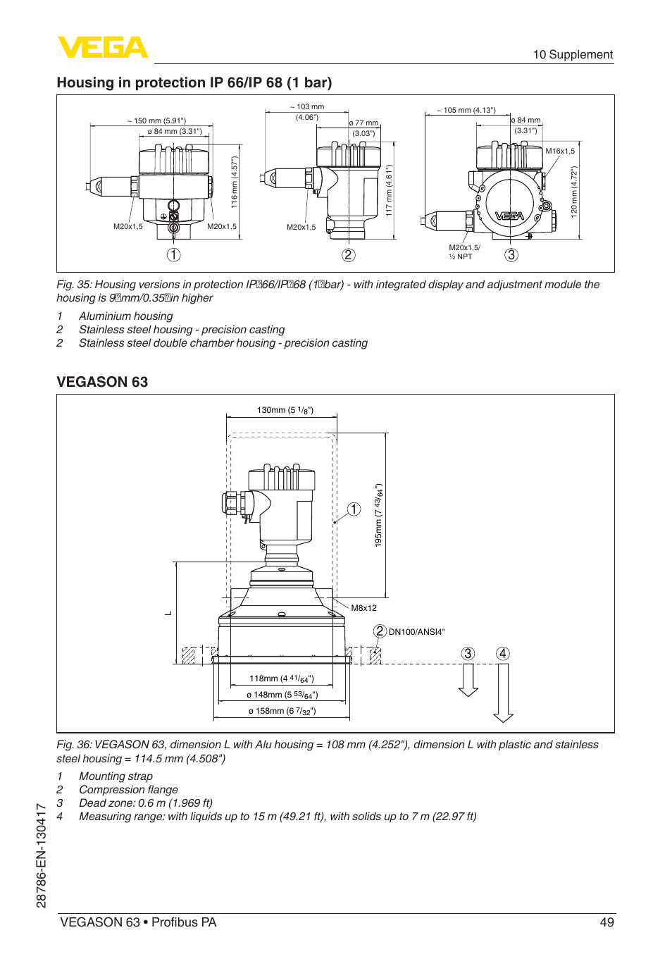 Vegason 63, 10 supplement | VEGA VEGASON 63 Profibus PA User Manual | Page 49 / 52