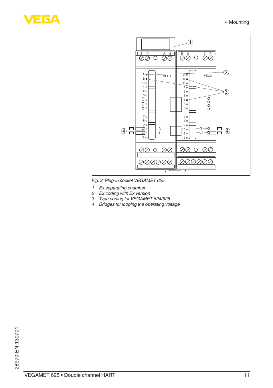 4 mounting | VEGA VEGAMET 625 User Manual | Page 11 / 64
